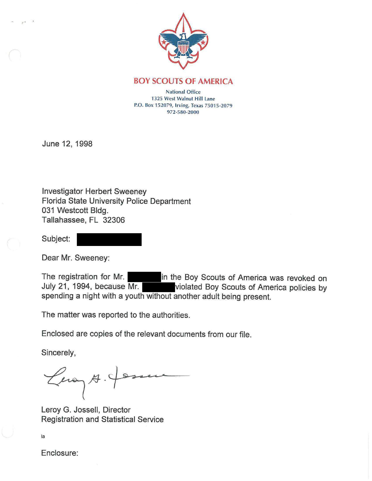 Boy Scout Letter